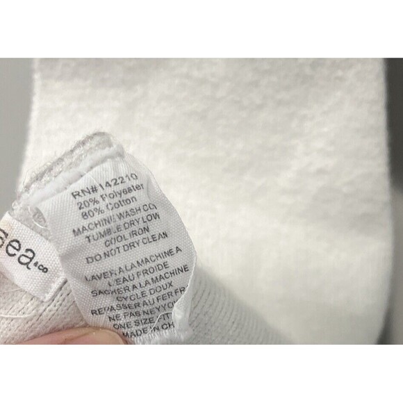 Mer Sea Travel Wrap One Size Sweater Fringe Gray Ivory Shawl Fitted Sleeve - Picture 3 of 8